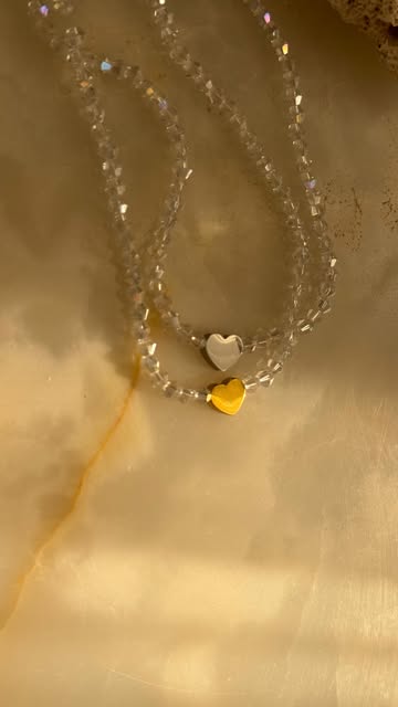 گردنبند کریستال با پلاک قلب